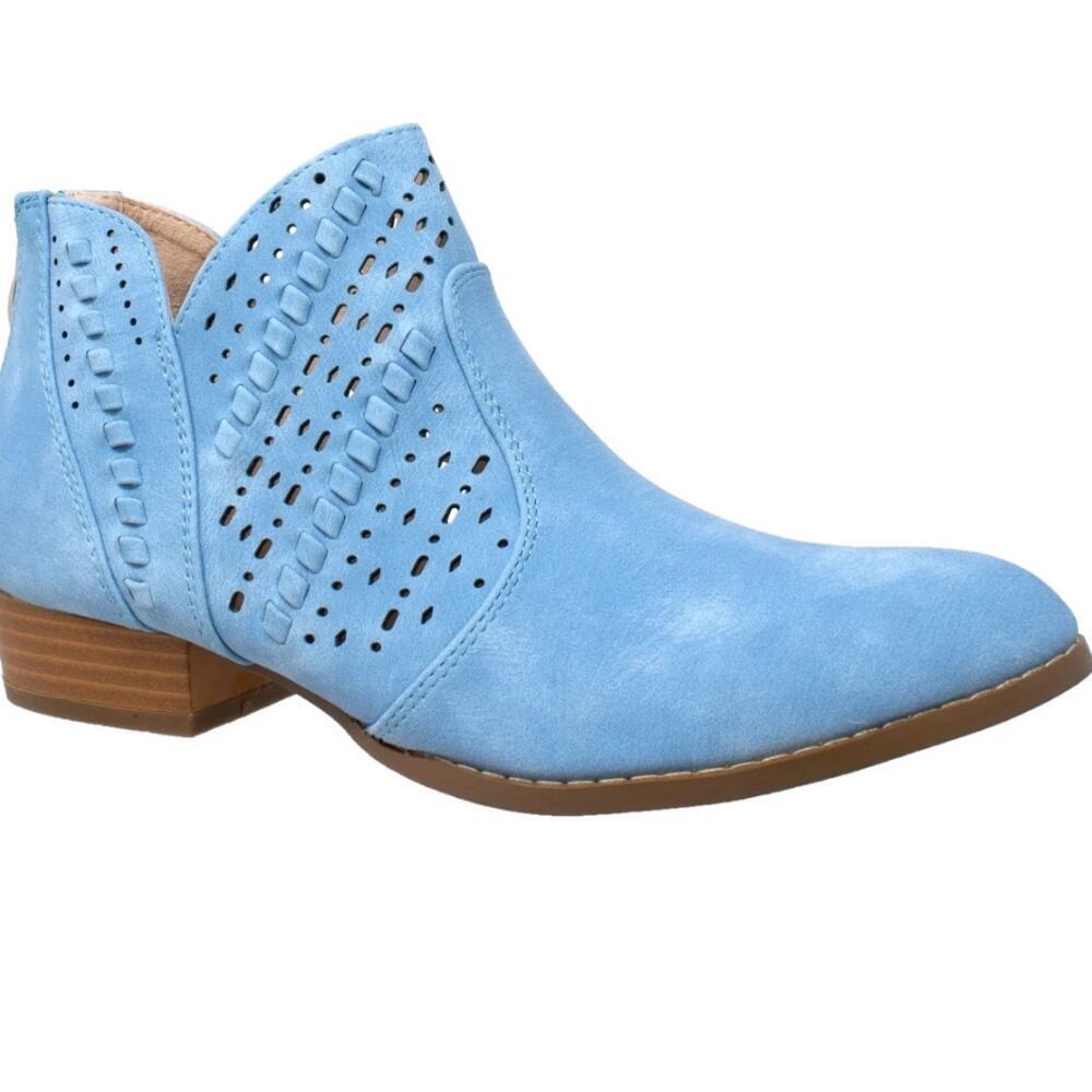 SOBEYO Womens Western Bootie Perforated Cutout Block Heel Ankle Boots Sz 7.5